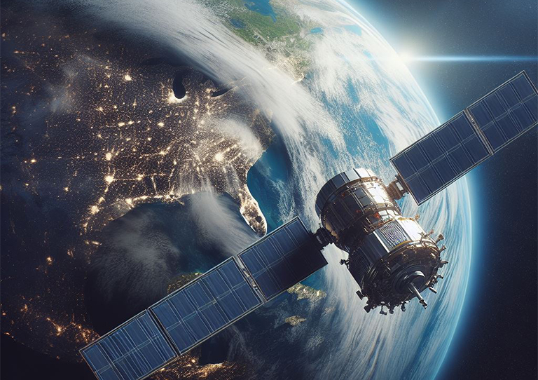 Satellit-vor-Erde